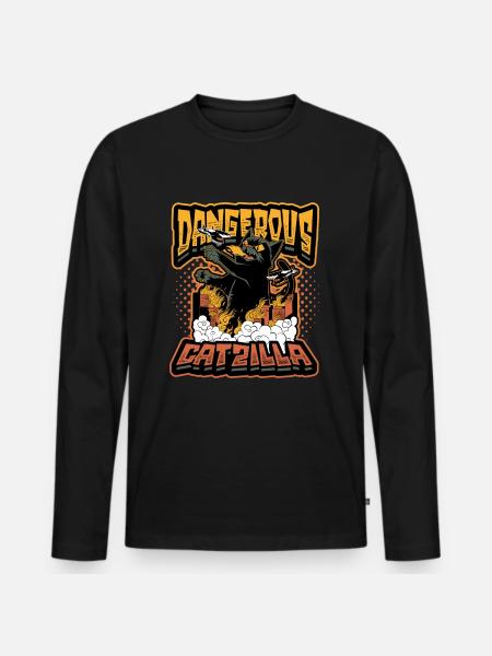 Dangerous Catzilla - Men's Premium Organic Long Sleeve Shirt - black