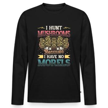 Je chasse les champignons parce que je n’ai pas de morilles - T-shirt manches longues Premium bio Homme - noir - Devant - Nico (187cm)