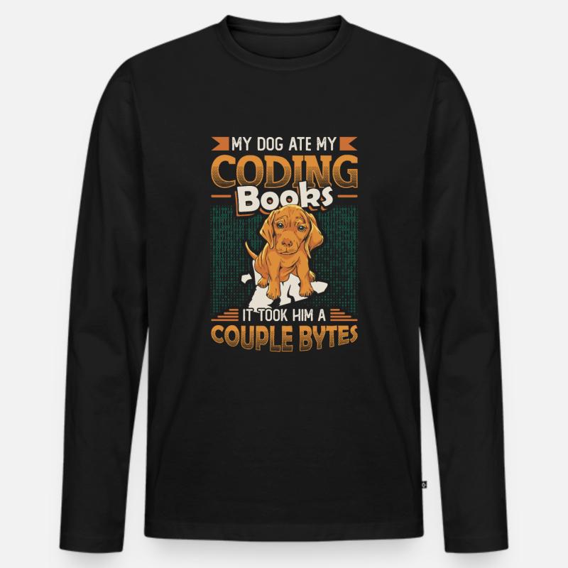 Hund Bytes Code Computer Witz Programmierung Männer Premium Bio Langarmshirt