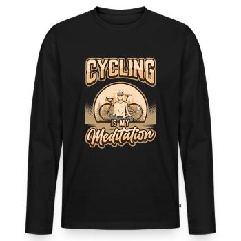 Radfahren Ist Meine Meditation, Radfahrer. - Männer Premium Bio Langarmshirt - Schwarz - Vorne - Nico (187cm)