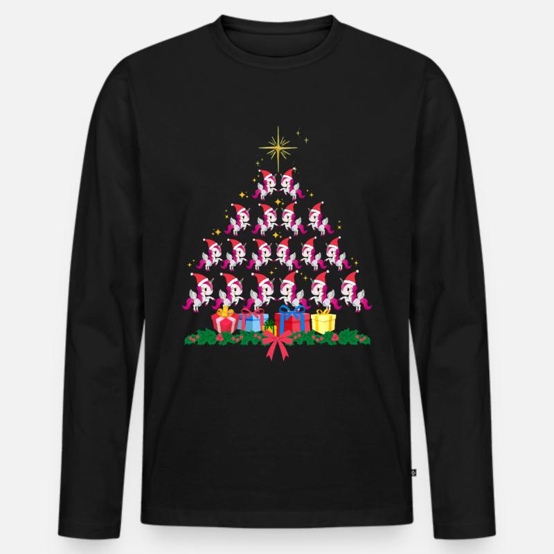 Einhorn Xmass. Weihnachtsgeschenk - Männer Premium Bio Langarmshirt - Schwarz