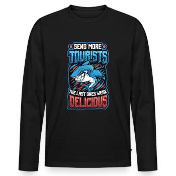 Send more tourists - Men's Premium Organic Long Sleeve Shirt - black - Front - Nico (187cm)