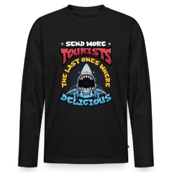 Send more tourists - Men's Premium Organic Long Sleeve Shirt - black - Front - Nico (187cm)