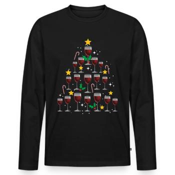 Wein Weihnachten. Weihnachtsgeschenk - Männer Premium Bio Langarmshirt - Schwarz - Vorne - Nico (187cm)