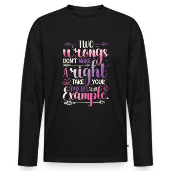 Two injustices do not make a right. - Men's Premium Organic Long Sleeve Shirt - black - Front - Nico (187cm)