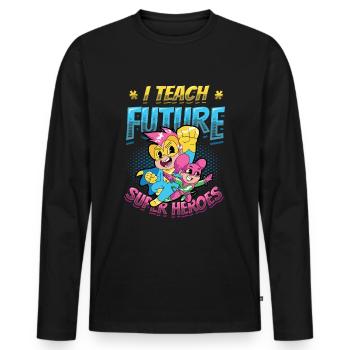 I teach superheroes - Men's Premium Organic Long Sleeve Shirt - black - Front - Nico (187cm)