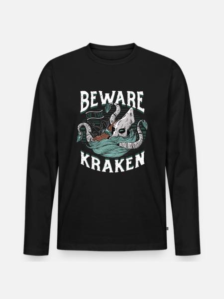 Beware of the Kraken - Men's Premium Organic Long Sleeve Shirt - black