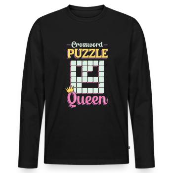 Mots croisés Queen Mots croisés - T-shirt manches longues Premium bio Homme - noir - Devant - Nico (187cm)