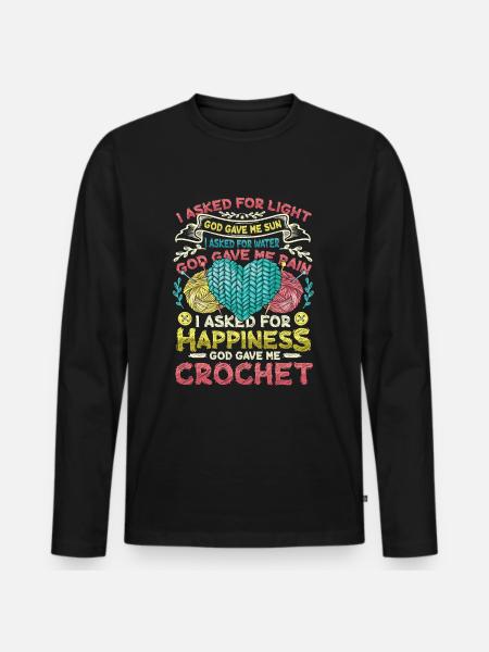 Crochet Lucky Yarns - Men's Premium Organic Long Sleeve Shirt - black