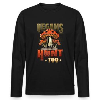 Veganer Jagen Zu Pilzjagd - Männer Premium Bio Langarmshirt - Schwarz - Vorne - Nico (187cm)
