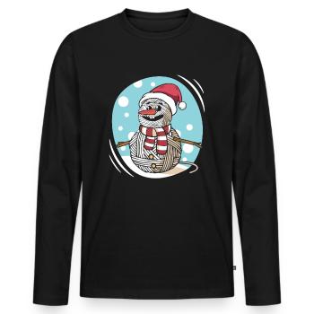 Garn Schneemann Nähen Stricken Häkeln - Männer Premium Bio Langarmshirt - Schwarz - Vorne - Nico (187cm)