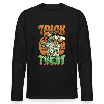 Trick Rawr Treat Halloween Trex - T-shirt manches longues Premium bio Homme - noir - Devant - Nico (187cm)