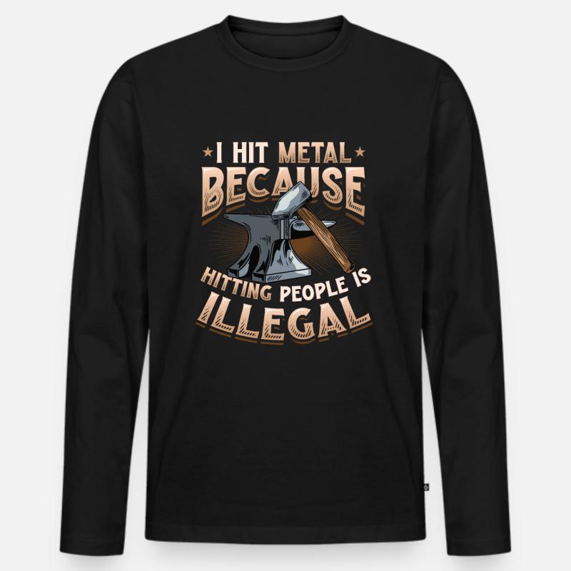 Hit Metal Blacksmith - Männer Premium Bio Langarmshirt - Schwarz