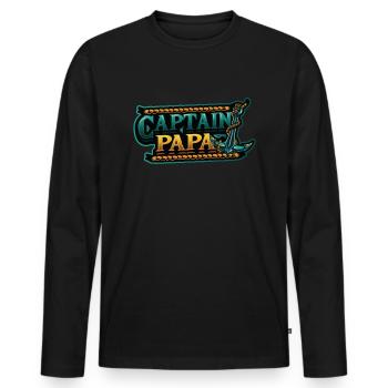 Capitaine Papa Boating - T-shirt manches longues Premium bio Homme - noir - Devant - Nico (187cm)