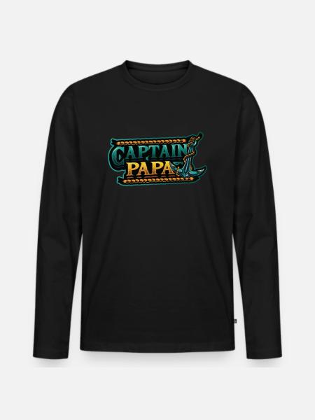 Captain Papa Boating - Men's Premium Organic Long Sleeve Shirt - black
