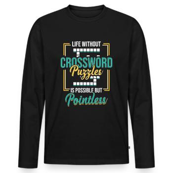 Amateurs de mots croisés, Mots croisés - T-shirt manches longues Premium bio Homme - noir - Devant - Nico (187cm)