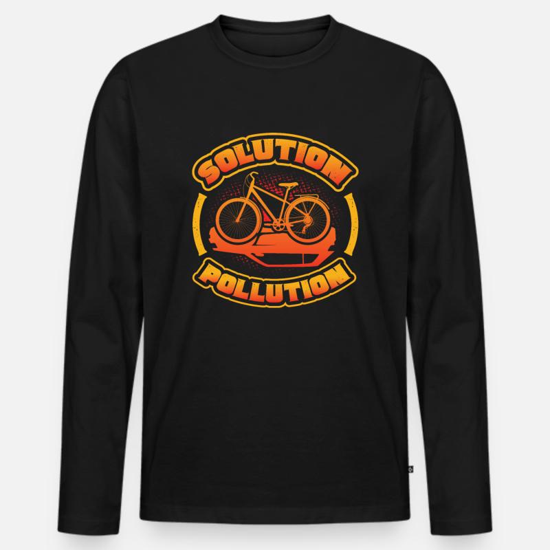 Polution Solution, Umweltschutz, Radfahren - Männer Premium Bio Langarmshirt - Schwarz