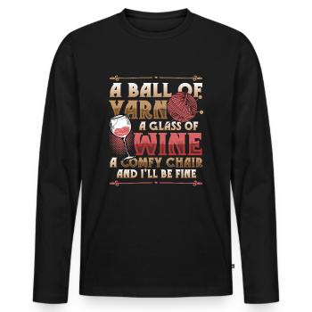 Ball Of Yarn I Love Knitting - Men's Premium Organic Long Sleeve Shirt - black - Front - Nico (187cm)