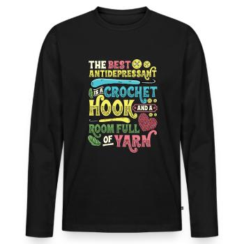 Häkelnadel Und Raum Voller Garn, Häkeln - Männer Premium Bio Langarmshirt - Schwarz - Vorne - Nico (187cm)