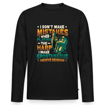 Joueur de harpe, joueur de harpe, harpe - T-shirt manches longues Premium bio Homme - noir - Devant - Nico (187cm)