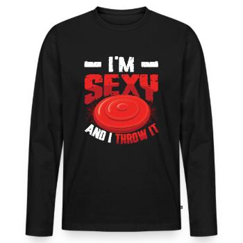 Je suis sexy et je le jette - T-shirt manches longues Premium bio Homme - noir - Devant - Nico (187cm)