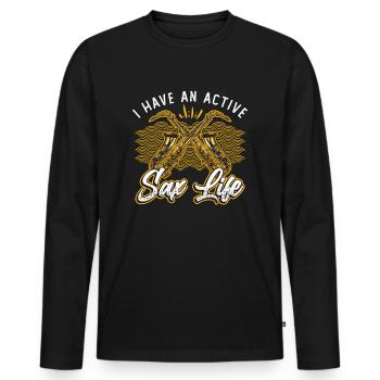 Ich Habe Ein Aktives Saxleben, Jazz-saxophon - Männer Premium Bio Langarmshirt - Schwarz - Vorne - Nico (187cm)