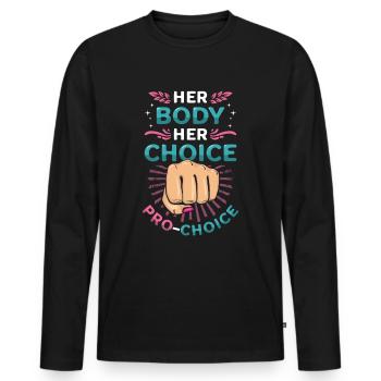 Son corps, son choix, les droits des femmes Pro Choice - T-shirt manches longues Premium bio Homme - noir - Devant - Nico (187cm)