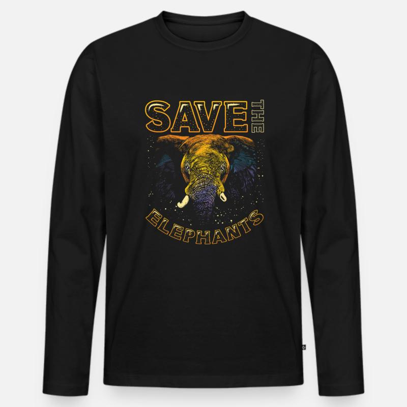 Rettet Die Elefanten - Männer Premium Bio Langarmshirt - Schwarz