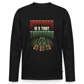 Glück Ist Ein Enges Dreiergespann, Dartpfeil - Männer Premium Bio Langarmshirt - Schwarz - Vorne - Nico (187cm)