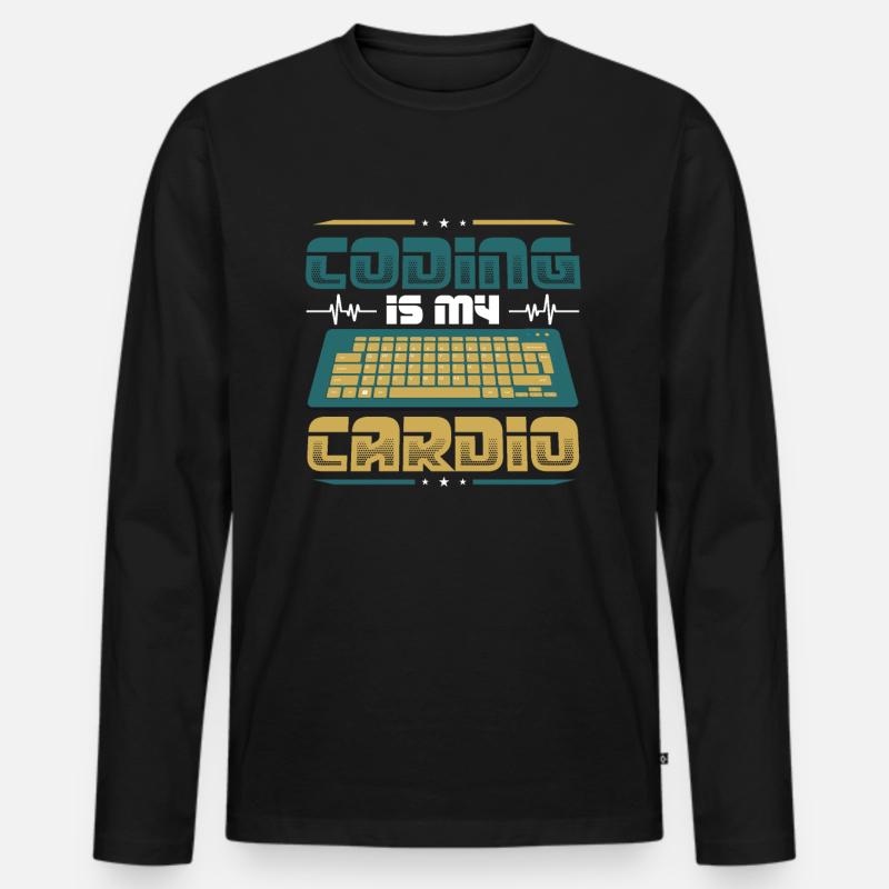 Coding Is My Cardio, Code Programmer Men's Premium Organic Long Sleeve Shirt