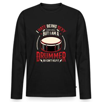 Ich Hasse Es, Sexy Zu Sein - Männer Premium Bio Langarmshirt - Schwarz - Vorne - Nico (187cm)