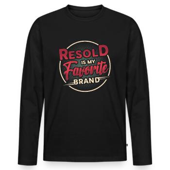 Revendu est ma marque préférée, marché aux puces, économe - T-shirt manches longues Premium bio Homme - noir - Devant - Nico (187cm)