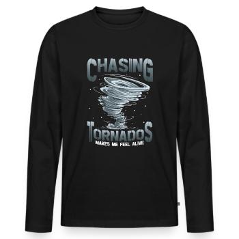 The hunt for tornadoes makes me feel alive - Men's Premium Organic Long Sleeve Shirt - black - Front - Nico (187cm)