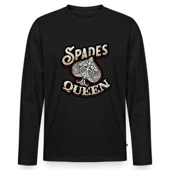 Queen of Spades, Card Game of Spades - Men's Premium Organic Long Sleeve Shirt - black - Front - Nico (187cm)