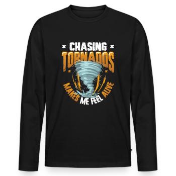 The hunt for tornadoes makes me feel alive - Men's Premium Organic Long Sleeve Shirt - black - Front - Nico (187cm)