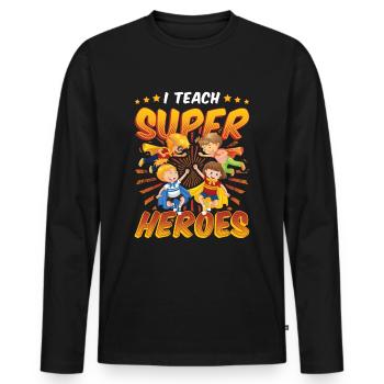 Ich Unterrichte Superhelden - Männer Premium Bio Langarmshirt - Schwarz - Vorne - Nico (187cm)