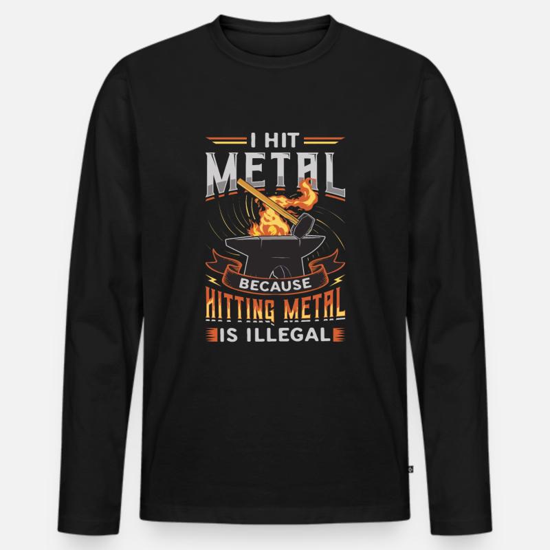 Hit Metal, Blacksmith - Männer Premium Bio Langarmshirt - Schwarz