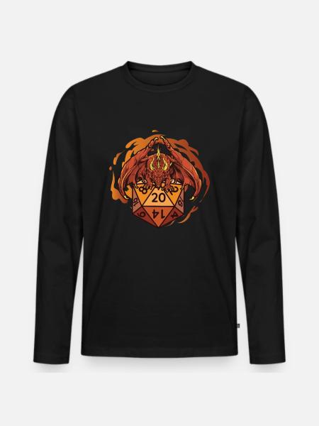 Drage med D20-terninger - Premium økologisk langærmet T-shirt til mænd - sort