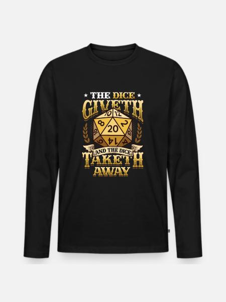 Terningen giver og terningen tager væk - Premium økologisk langærmet T-shirt til mænd - sort