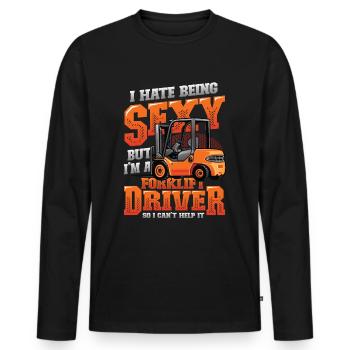 Sexy Gabelstaplerfahrer, Lagerlogistik - Männer Premium Bio Langarmshirt - Schwarz - Vorne - Nico (187cm)