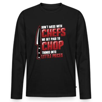 Don't mess with the chef - Men's Premium Organic Long Sleeve Shirt - black - Front - Nico (187cm)