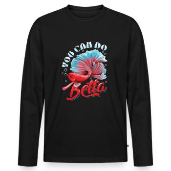 Détention de poisson betta - T-shirt manches longues Premium bio Homme - noir - Devant - Nico (187cm)