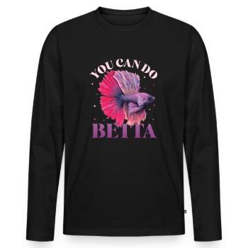 Garder le poisson betta - T-shirt manches longues Premium bio Homme - noir - Devant - Nico (187cm)