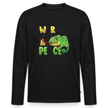 Peace Cameleon, Peace Movement - Men's Premium Organic Long Sleeve Shirt - black - Front - Nico (187cm)