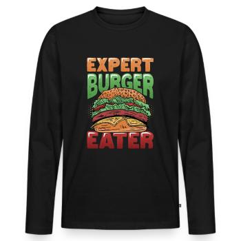 Expert Burger Eater Cheeseburger - Men's Premium Organic Long Sleeve Shirt - black - Front - Nico (187cm)
