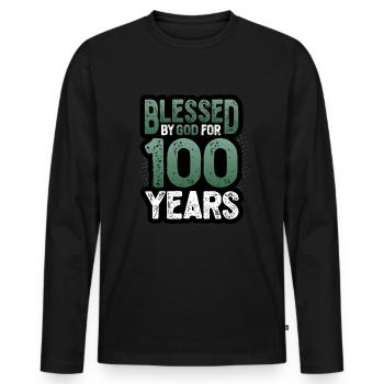 Religious by God for 100 years - Men's Premium Organic Long Sleeve Shirt - black - Front - Nico (187cm)
