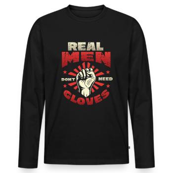 Echte Männer Brauchen Keine Handschuhe - Männer Premium Bio Langarmshirt - Schwarz - Vorne - Nico (187cm)