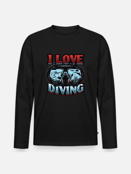 I love diving, scuba diving - Men's Premium Organic Long Sleeve Shirt - black