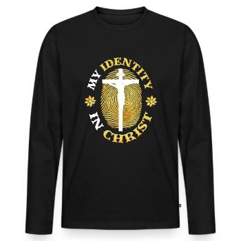 Mon identité en Christ, le christianisme - T-shirt manches longues Premium bio Homme - noir - Devant - Nico (187cm)