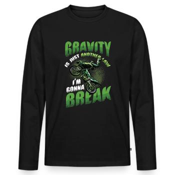 La gravité, une autre loi - T-shirt manches longues Premium bio Homme - noir - Devant - Nico (187cm)